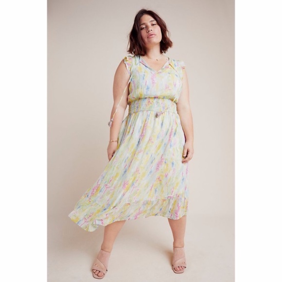 anthropologie watercolor maxi dress